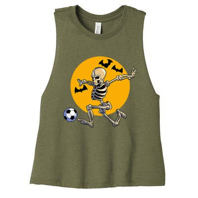 Soccer Skeleton Halloween Soccer Player Halloween Women's Racerback Cropped Tank