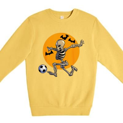 Soccer Skeleton Halloween Funny Soccer Player Halloween Premium Crewneck Sweatshirt