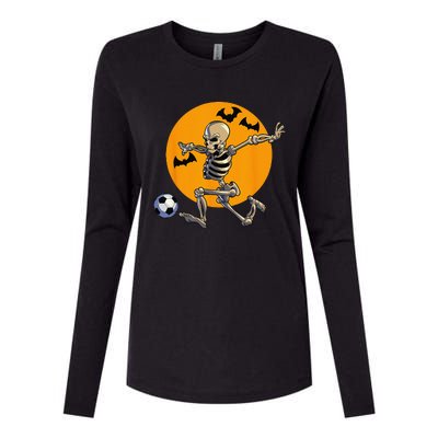 Soccer Skeleton Halloween Funny Soccer Player Halloween Womens Cotton Relaxed Long Sleeve T-Shirt