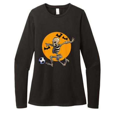 Soccer Skeleton Halloween Funny Soccer Player Halloween Womens CVC Long Sleeve Shirt