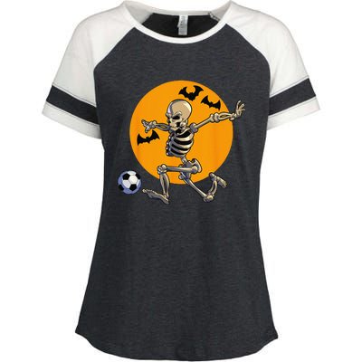 Soccer Skeleton Halloween Funny Soccer Player Halloween Enza Ladies Jersey Colorblock Tee