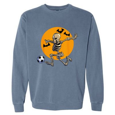 Soccer Skeleton Halloween Funny Soccer Player Halloween Garment-Dyed Sweatshirt