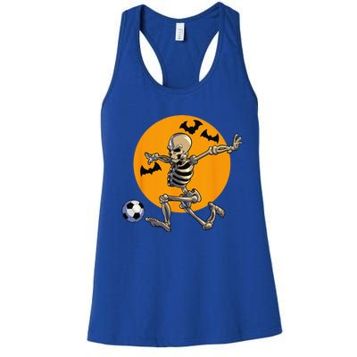 Soccer Skeleton Halloween Funny Soccer Player Halloween Women's Racerback Tank