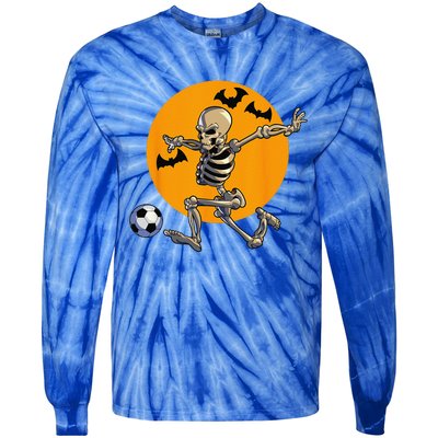 Soccer Skeleton Halloween Funny Soccer Player Halloween Tie-Dye Long Sleeve Shirt