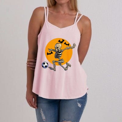 Soccer Skeleton Halloween Funny Soccer Player Halloween Women's Strappy Tank