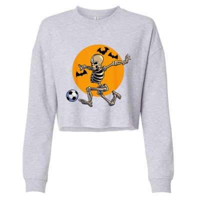 Soccer Skeleton Halloween Funny Soccer Player Halloween Cropped Pullover Crew