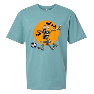 Soccer Skeleton Halloween Funny Soccer Player Halloween Sueded Cloud Jersey T-Shirt