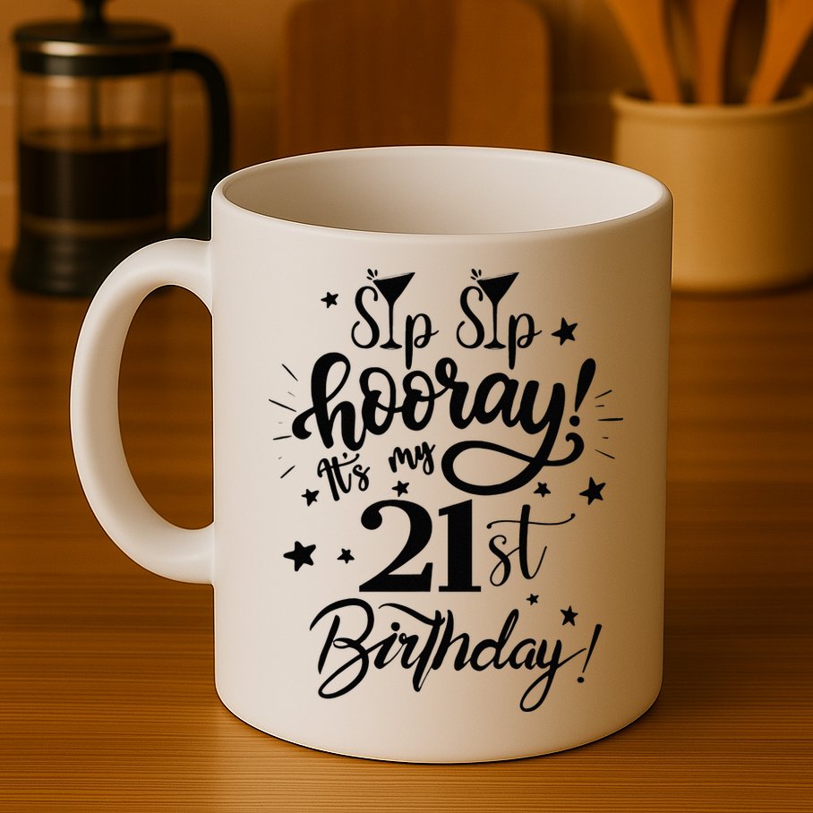 Sip Sip Hooray Its My 21st Birthday Women 21 Years Old Mug