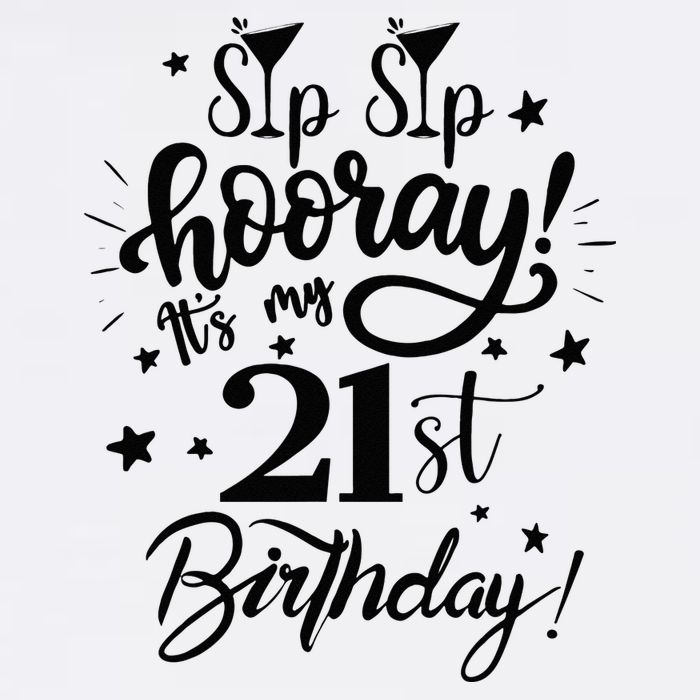 Sip Sip Hooray Its My 21st Birthday Women 21 Years Old Kids T-Shirt