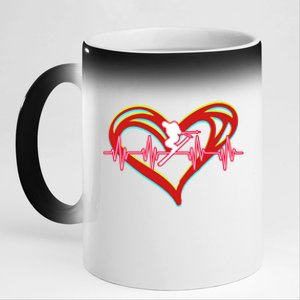 Snow Skiing Heartbeat Skiing Lover Adrenaline Junkie Gift 11oz Black Color Changing Mug