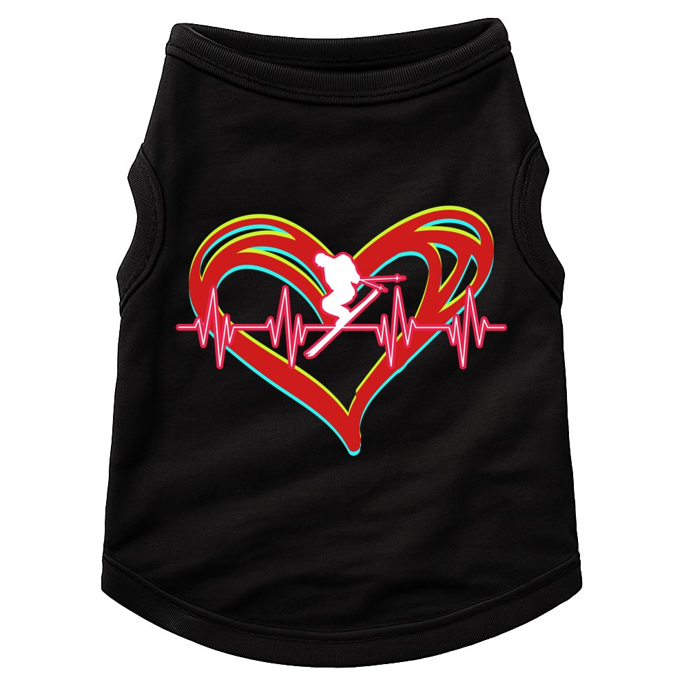 Snow Skiing Heartbeat Skiing Lover Adrenaline Junkie Gift Doggie Tank
