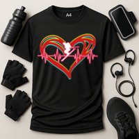 Snow Skiing Heartbeat Skiing Lover Adrenaline Junkie Gift Cooling Performance Crew T-Shirt