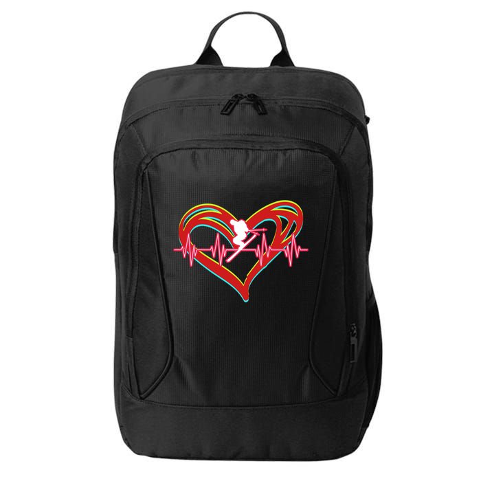 Snow Skiing Heartbeat Skiing Lover Adrenaline Junkie Gift City Backpack