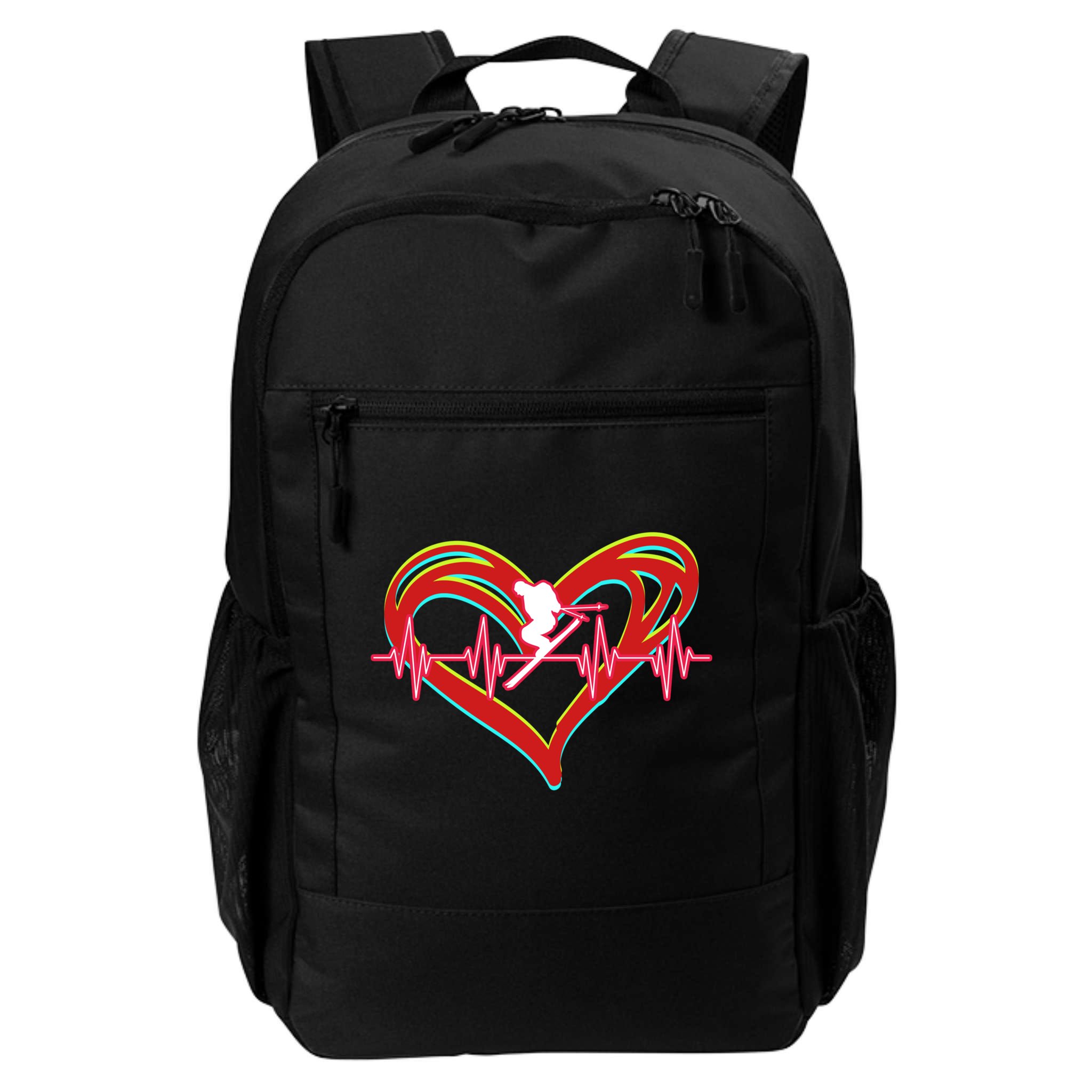 Snow Skiing Heartbeat Skiing Lover Adrenaline Junkie Gift Backpack