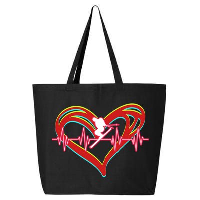 Snow Skiing Heartbeat Skiing Lover Adrenaline Junkie Gift 25L Jumbo Tote