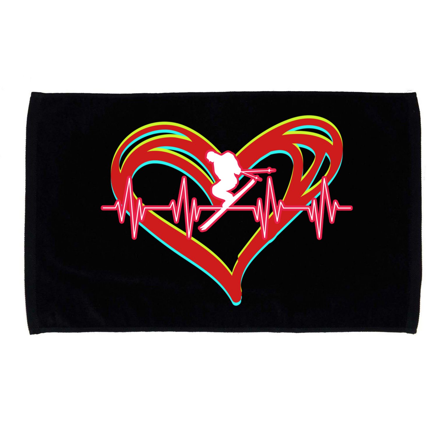 Snow Skiing Heartbeat Skiing Lover Adrenaline Junkie Gift Microfiber Hand Towel