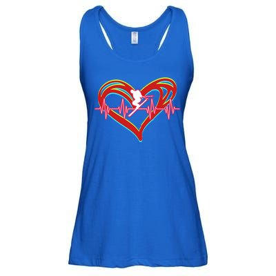 Snow Skiing Heartbeat Skiing Lover Adrenaline Junkie Gift Ladies Essential Flowy Tank