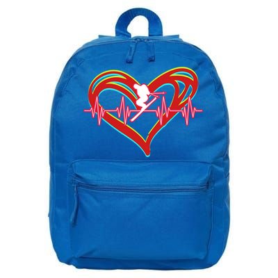 Snow Skiing Heartbeat Skiing Lover Adrenaline Junkie Gift 16 in Basic Backpack