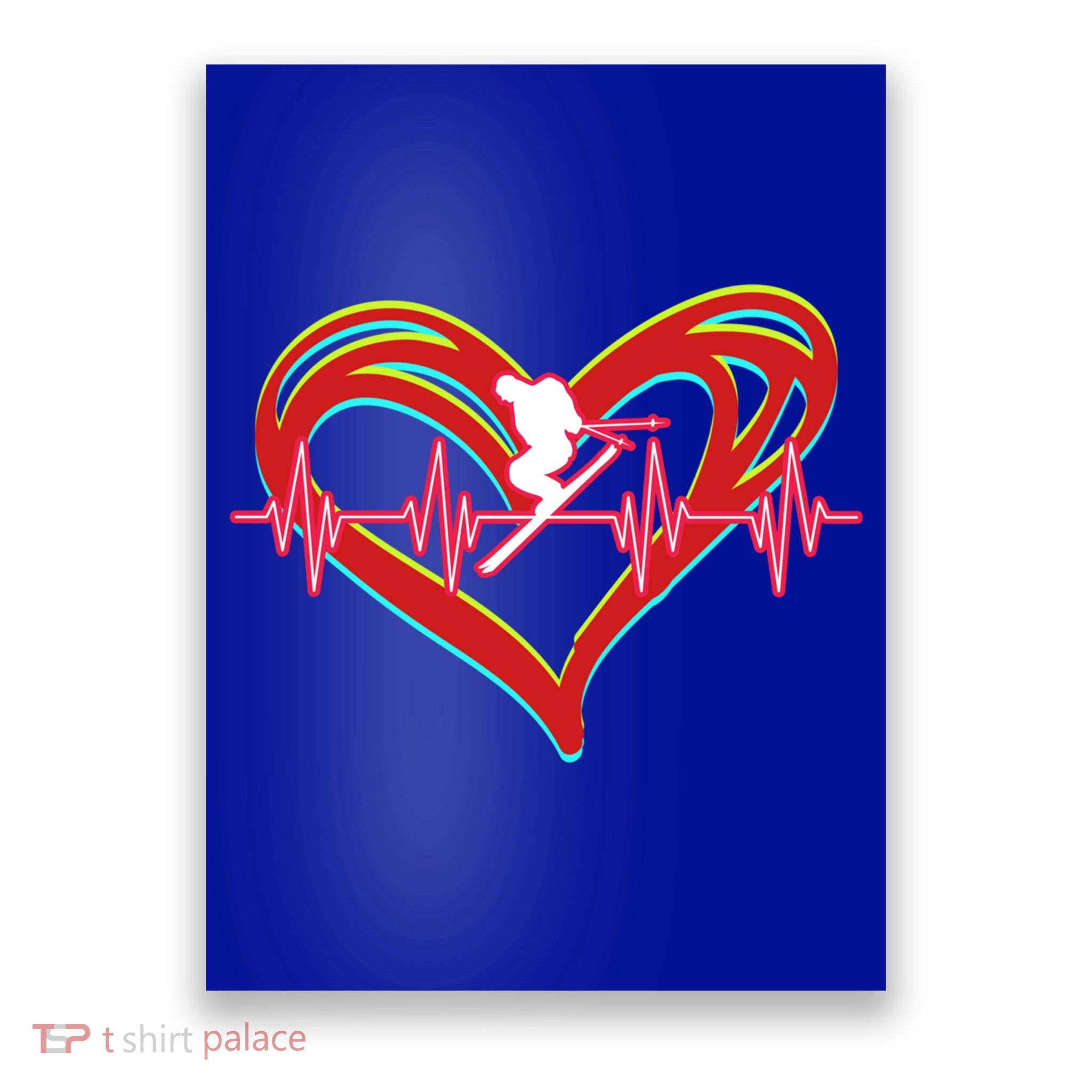 Snow Skiing Heartbeat Skiing Lover Adrenaline Junkie Gift Poster