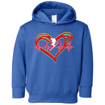Snow Skiing Heartbeat Skiing Lover Adrenaline Junkie Gift Toddler Hoodie