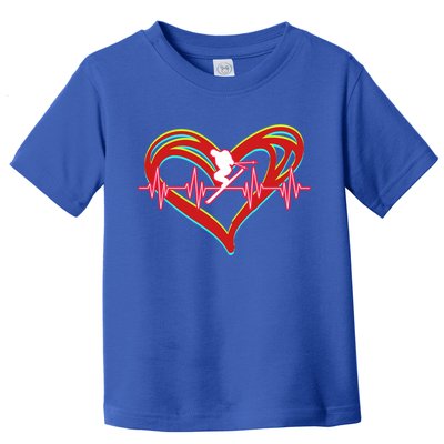 Snow Skiing Heartbeat Skiing Lover Adrenaline Junkie Gift Toddler T-Shirt