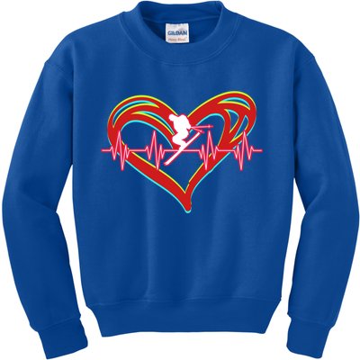 Snow Skiing Heartbeat Skiing Lover Adrenaline Junkie Gift Kids Sweatshirt