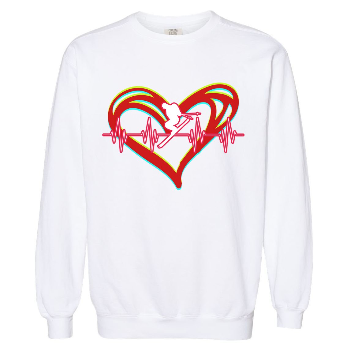 Snow Skiing Heartbeat Skiing Lover Adrenaline Junkie Gift Garment-Dyed Sweatshirt