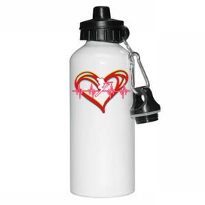 Snow Skiing Heartbeat Skiing Lover Adrenaline Junkie Gift Aluminum Water Bottle