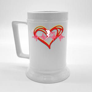 Snow Skiing Heartbeat Skiing Lover Adrenaline Junkie Gift Beer Stein