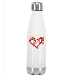 Snow Skiing Heartbeat Skiing Lover Adrenaline Junkie Gift Stainless Steel Insulated Water Bottle