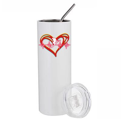 Snow Skiing Heartbeat Skiing Lover Adrenaline Junkie Gift Stainless Steel Tumbler