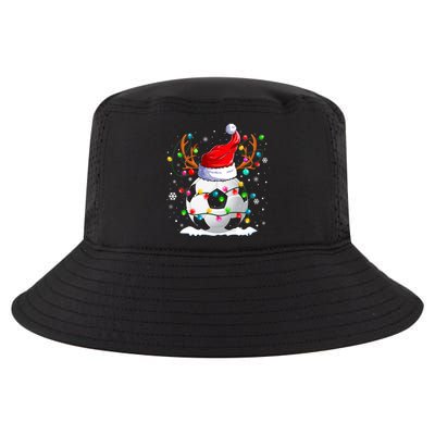 Soccer Santa Hat Reindeer Christmas Lights Funny Xmas Cool Comfort Performance Bucket Hat