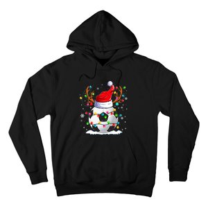 Soccer Santa Hat Reindeer Christmas Lights Funny Xmas Hoodie