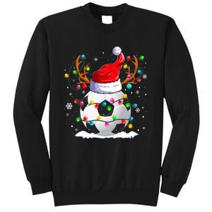 Soccer Santa Hat Reindeer Christmas Lights Funny Xmas Sweatshirt