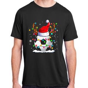 Soccer Santa Hat Reindeer Christmas Lights Funny Xmas Adult ChromaSoft Performance T-Shirt