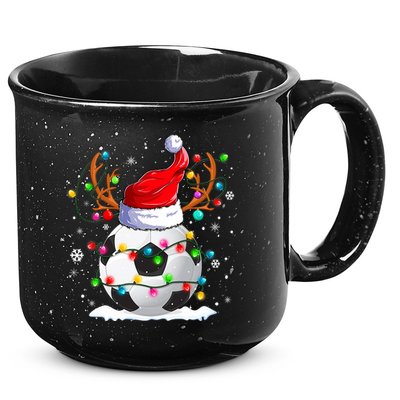 Soccer Santa Hat Reindeer Christmas Lights Funny Xmas 15oz Campfire Ceramic Mug