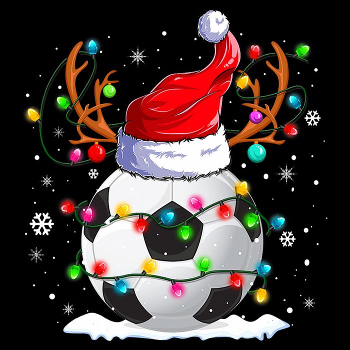 Soccer Santa Hat Reindeer Christmas Lights Funny Xmas Flat Bill Trucker Hat
