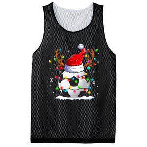 Soccer Santa Hat Reindeer Christmas Lights Funny Xmas Mesh Reversible Basketball Jersey Tank