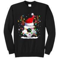 Soccer Santa Hat Reindeer Christmas Lights Funny Xmas Tall Sweatshirt