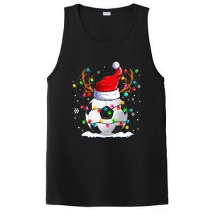 Soccer Santa Hat Reindeer Christmas Lights Funny Xmas PosiCharge Competitor Tank