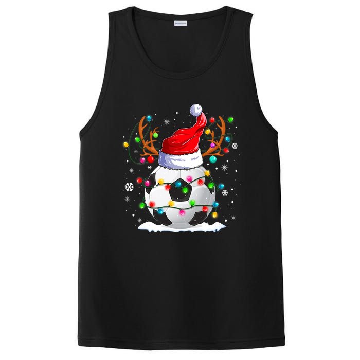 Soccer Santa Hat Reindeer Christmas Lights Funny Xmas PosiCharge Competitor Tank