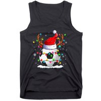 Soccer Santa Hat Reindeer Christmas Lights Funny Xmas Tank Top