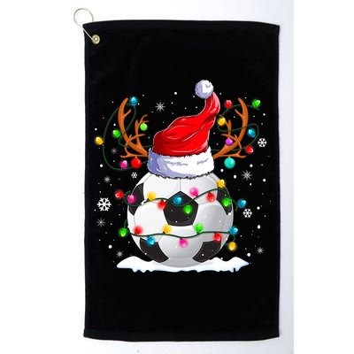 Soccer Santa Hat Reindeer Christmas Lights Funny Xmas Golf Towel