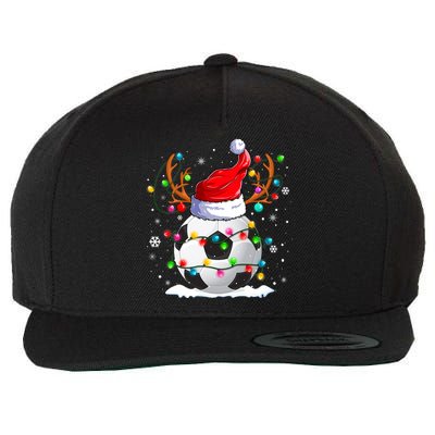 Soccer Santa Hat Reindeer Christmas Lights Funny Xmas Wool Snapback Cap