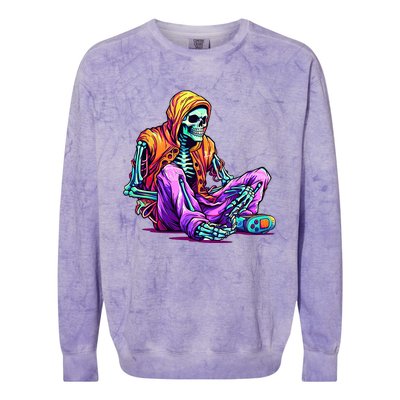 Spooky Skeleton Halloween Monster Thrills And Suspense Gift Colorblast Crewneck Sweatshirt