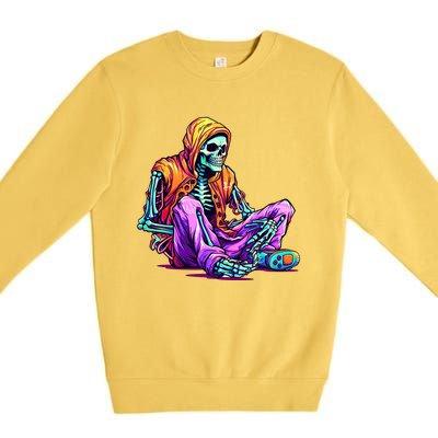 Spooky Skeleton Halloween Monster Thrills And Suspense Gift Premium Crewneck Sweatshirt