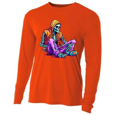 Spooky Skeleton Halloween Monster Thrills And Suspense Gift Cooling Performance Long Sleeve Crew