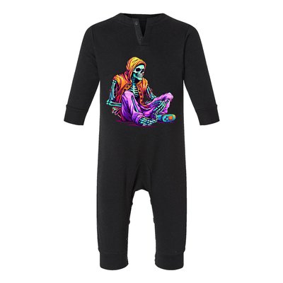 Spooky Skeleton Halloween Monster Thrills And Suspense Gift Infant Fleece One Piece