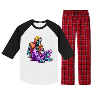 Spooky Skeleton Halloween Monster Thrills And Suspense Gift Raglan Sleeve Pajama Set