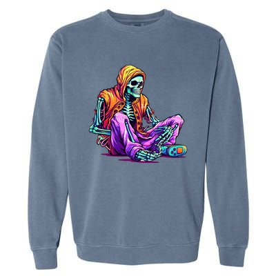 Spooky Skeleton Halloween Monster Thrills And Suspense Gift Garment-Dyed Sweatshirt